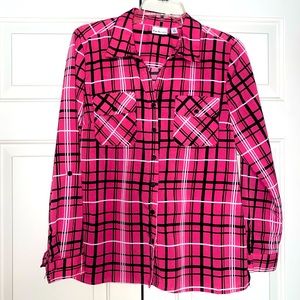 Size M Medium Women’s Button Down Pink Top Blouse Kim Rogers